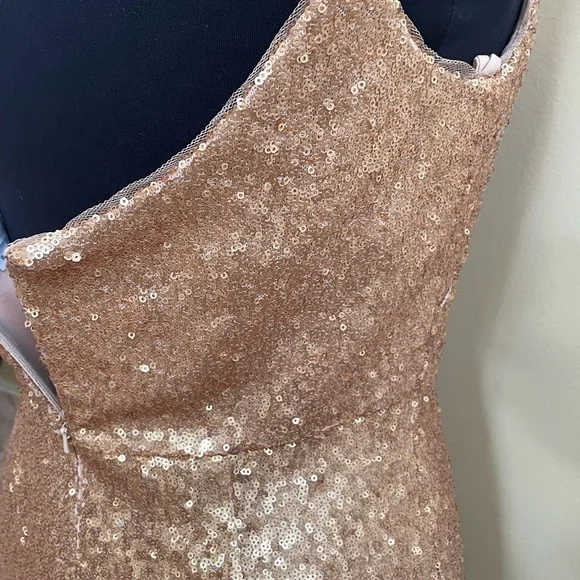 Marchesa Gold Sequin Maxi Dress /with lining stretch size8 - coffeafoods.com